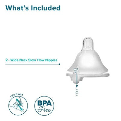 Evenflo Balance Wide Silicone Bottle Nipples - Medium Flow - 2pk