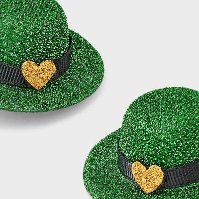 St Patrick's Day Hat Pelican Clips 2pc Set - Green