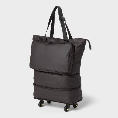 Collapsible Rolling Tote Black - Brightroom