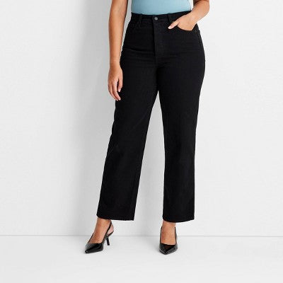 Womens Highest-Rise Straight Ankle Jeans Universal Thread Black 8