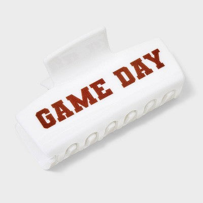 Game Day Square Claw Hair Clip - Universal Thread White