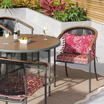 18"x20" Wavy Stripe Curved Seat Cushion Multi Warm - Threshold