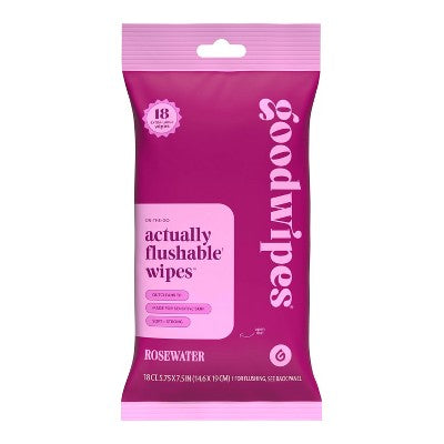 Goodwipes Flushable Wipes Travel Size Rosewater - 18ct