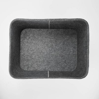 14"x15" Large Felt Basket with Stitching Charcoal - Brightroom: Modern Storage Bin with Cut-Out Handles