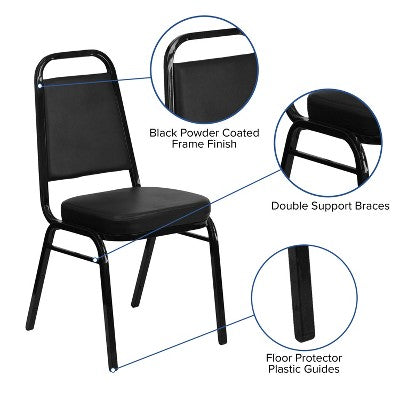 Flash Furniture HERCULES Series Trapezoidal Back Stacking Banquet Chair in Black Vinyl - Black Frame (LOCAL PICKUP ONLY)