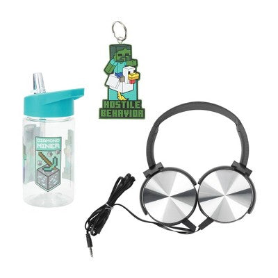 Minecraft 16" Backpack 5pc Set with Headphones - Black