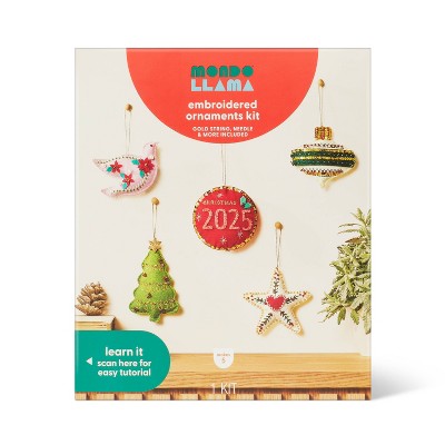 Christmas Craft 5ct Felt Ornaments Embroidery Kit - Mondo Llama