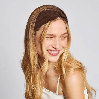 Kitsch-Mass Recycled Fabric Wide Twist Headbands Set- Rosewood - 2ct