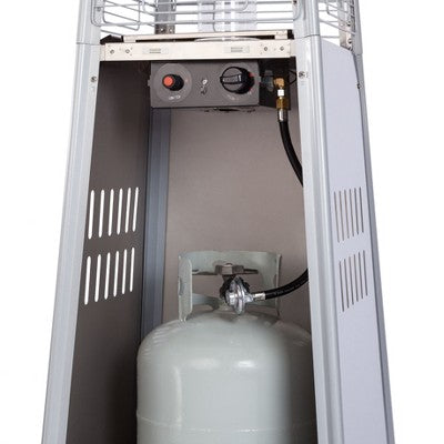 Fire Sense Pyramid Flame Patio Heater 40,000 BTU Outdoor Propane Heater Tower with Wheels - Stainless Steel (LOCAL PICKUP ONLY)