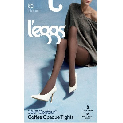L'eggs Women's 60 Denier 360 Contour Opaque Tights - Coffee S