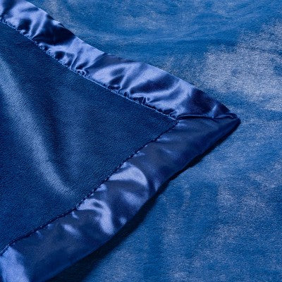 Solid Satin Edge Plush Blanket - Cloud Island Navy