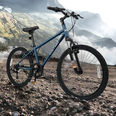 Costway 24 Inch Kids Mountain Bike for Boys Girls Aged 8+ Years Old with Suspension Fork Navy (LOCAL PICKUP ONLY)
