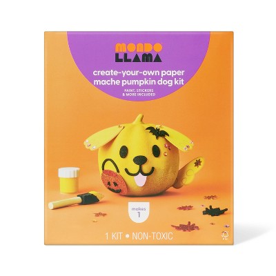 Halloween Craft Embellished Paper Mache Dog Pumpkin Painting Kit - Mondo Llama