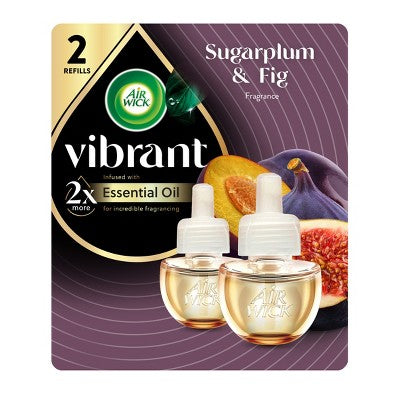 Air Wick Vibrant Scented Oil Air Freshener Refills - Sugarplum & Fig - 1.34 fl oz/2pk