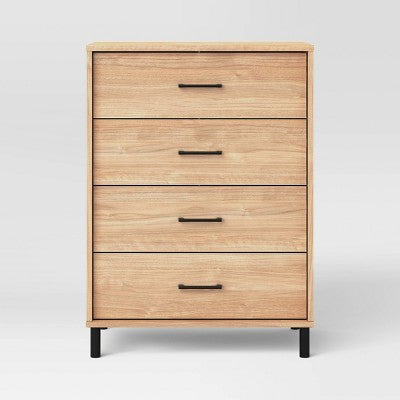 Mixed Material 4 Drawer Dresser Updated Base Natural Wood - Room Essentials (LOCAL PICKUP ONLY)