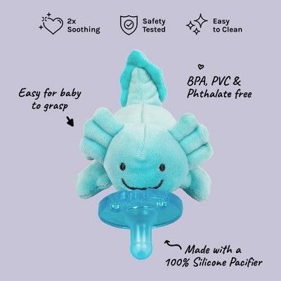 WubbaNub Pacifier - Axolotl: Silicone, BPA-Free, Plush Toy