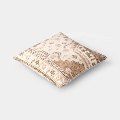 Square Printed Velvet Pillow ivory/khaki - Threshold: Fall