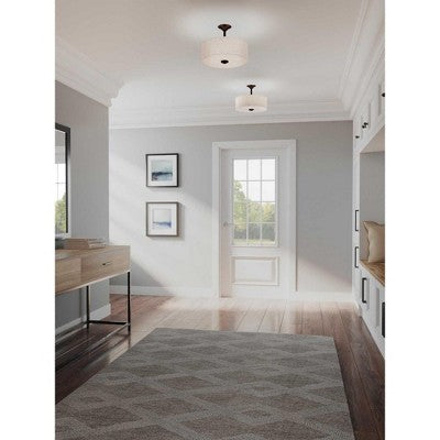 Progress Lighting, Inspire Collection, 2-Light Semi-Flush Mount, Antique Bronze, Etched Glass with Linen Shade