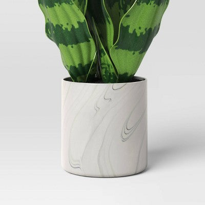 11' Small Snake Plant in Marble Pot Artificial Plant - Threshold: Faux Flora in Stoneware, Indoor Decorative Accessory
