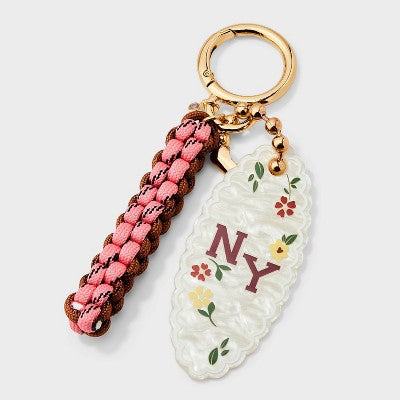 NY Handbag Charm Floral Print Keychain - Universal Thread Brown/Pink