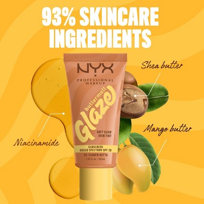 NYX Professional Makeup Buttermelt Glaze Skin Tint with SPF 30 - Cashew Butta - 1.01 fl oz: Contains Shea Butter, Light Coverage, For Face, Cream Form