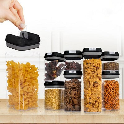 Cheer Collection Airtight Food Storage Containers, Set of 7 (Black)