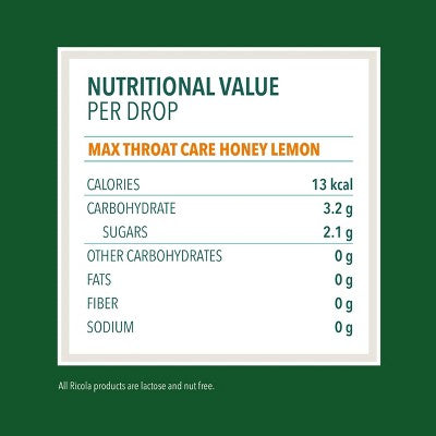 Ricola Max Throat Care Drops - Honey Lemon - 34ct