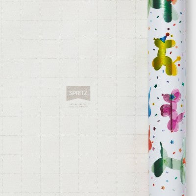 96"x30" Balloon Animals Birthday Gift Wrapping Paper Colorful - Spritz (LOCAL PICKUP ONLY)
