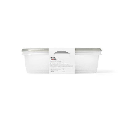 Large Rectangle Food Storage Containers - 128 fl oz/2ct - Dealworthy: Stackable Design, BPA-Free