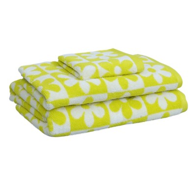 6pc Bath Towel Set Yellow Checkered Daisy - Kapoor Home