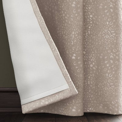 50"x63" Blackout Embossed Velvet Curtain Panel Brown - Threshold: Tiger Print, Recycled Polyester, Rod Pocket