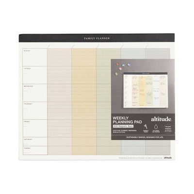 Altitude Weekly Family Planner Notepad 12"x9.5" Magnetic Back Monday/Sunday Layout