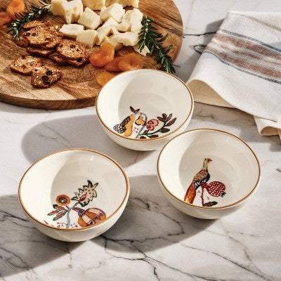6.5 fl oz 3pk Stoneware Mini Dinner Bowl Set - Threshold