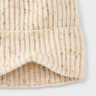 Men's Ribbed Plaited Beanie - Goodfellow & Co Cream