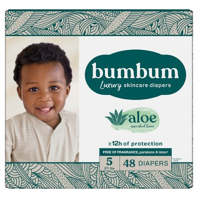 bumbum Luxury Skincare Disposable Diapers - Size 5 - 48ct