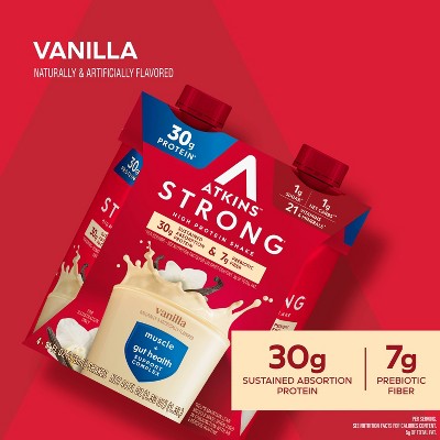 Atkins Strong 30g High Protein Shake - Vanilla - 44 fl oz/4pk