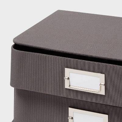 2 Drawer Decorative Fabric Box Charcoal - Brightroom: Rectangle, Paper & Polyester, Spot Clean, 6"x10"x13"