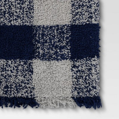 Cozy Woven Check Throw Blanket Navy/Gray - Room Essentials