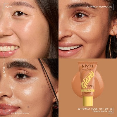 NYX Professional Makeup Buttermelt Glaze Skin Tint with SPF 30 - Cashew Butta - 1.01 fl oz: Contains Shea Butter, Light Coverage, For Face, Cream Form