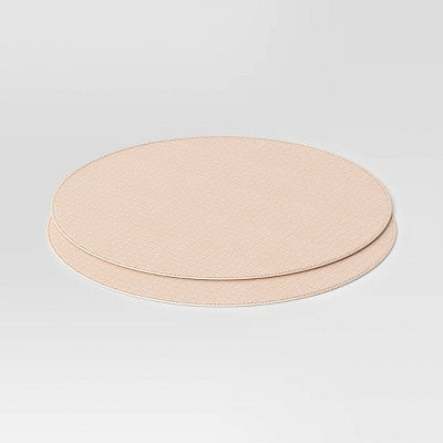 2pk Textured Faux Leather Charger Light Tan - Threshold