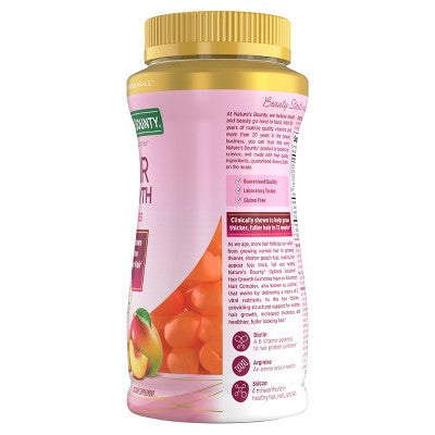 Nature's Bounty Optimal Solutions Hair Growth Gummies - Peach - 60ct: Vitamins for Healthy Hair, Gummy Multivitamins