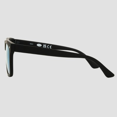 Men's Matte Plastic Square Sunglasses - Original Use Black: Scratch-Resistant, UV Protection, Recycled Frame