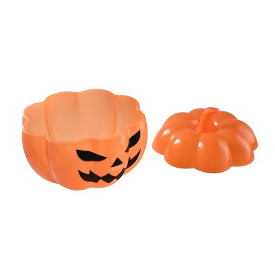 Cook With Color Jack-O-Lantern Pumpkin Halloween Candy Bowl with Lid Orange