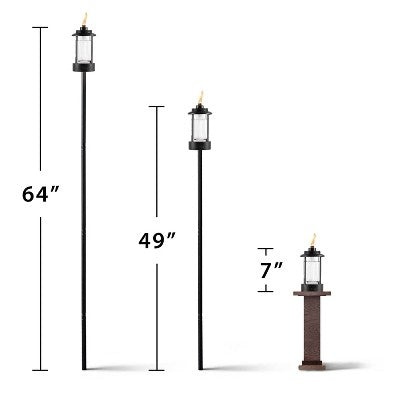 TIKI 64.25" Lighthouse Box Steel/Glass Black Outdoor Torch Black
