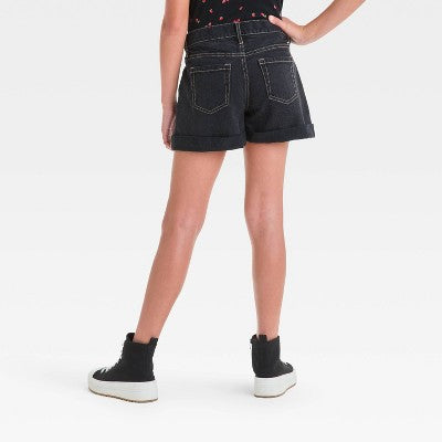 Girls' High Rise Jean Shorts - art class Black Wash S