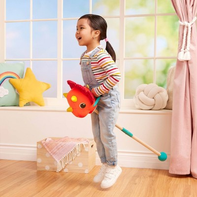 B. toys Hop 'n' Ride Tommy Triceratops - Plush Dinosaur Hobbyhorse with Sounds