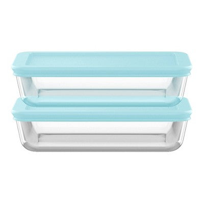 Pyrex 4pc 3c Rectangular Food Storage Container Set Ocean Mist