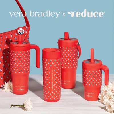 Reduce x Vera Bradley 24oz Chiller Spill Proof Stainless Steel Insulated Straw Tumbler and Topper Bluebell Ditsy Hibiscus