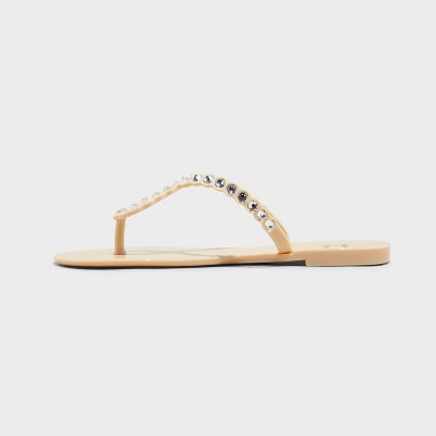 Women's Luella Rhinestone Jelly Thong Sandals Shade & Shore Tan 7