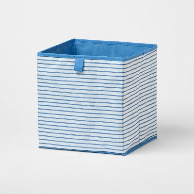 11" Fabric Bin Blue Stripe - Brightroom